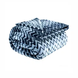 bsb home Blue & Navy Blue Geometric Fleece AC Room 300 GSM Single Bed Blanket-picture-20
