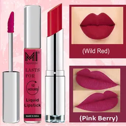 MI FASHION Lips That Pop Liquid Lipstick 3.5ml - 02 & Creamy Matte Lipstick 3.5g - 13-picture-27