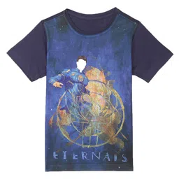 Marvel by Wear Your Mind Boys Blue Printed Drop-Shoulder Sleeves T-shirt-picture-14