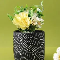 TAYHAA Black & White  Leaf Design Ceramic Botanical Planter-picture-10