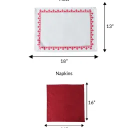 zeba Red White Striped Cotton Blend (Set of 6) Placemat With Napkins image 3