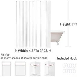 ambbi collections Transparent PVC Solid 7ft Sheer Eyelet Shower Curtain image 2