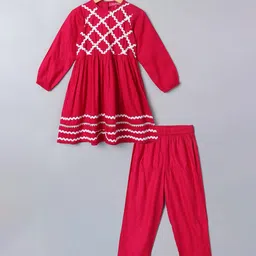 MUSHKIYA Girls Round Neck Yoke Design Regular Kurta with Trousers-picture-37