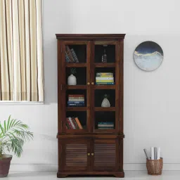 amberville from pepperfry Carleson Sheesham Wood Book Case In Scratch Resistant Provincial Teak Finish image 1