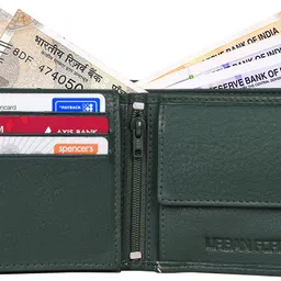 urban forest Men Green Genuine Leather RFID Wallet - Regular Size image 3