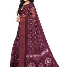 siril Women's Bandhani Printed Jari Patta Cotton Saree with Blouse image 2