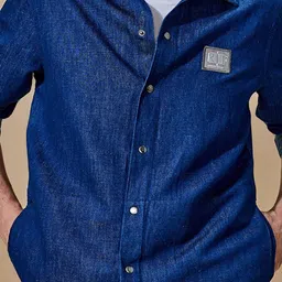 Red Flame Spread Collar Linen Cotton Denim Jacket image 3