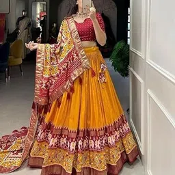 sarathybiz Floral Print Semi Stitched Lehenga Choli image 1