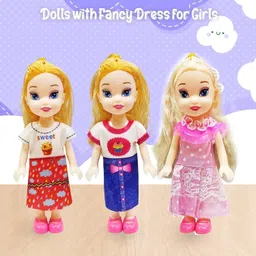 khyali Realistic Three Sister Dolls with Fancy Dress & Movable Body Parts for Kids|90 image 2