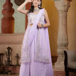 Solid, Embroidered Stitched Lehenga Choli-image-36