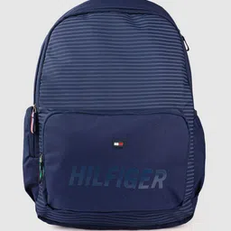 Tommy Hilfiger Unisex Navy Blue Striped Applique Backpack image 1