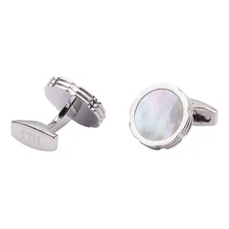The Tie Hub Silver-Toned & White Cufflink image 2