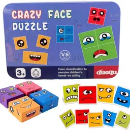 black mirror Kids Face Changing Magic Cube Puzzle Toy 16 Wooden Puzzles and 72 Playing Cards image 4