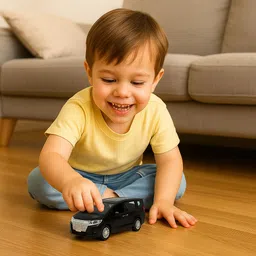 mikkora Premium Die-Cast Metal Long Pull Back Toy Car with Open Doors – Black image 3