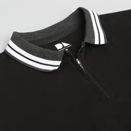 Dennis Lingo Men Black Polo Collar Pure Cotton T-shirt image 2