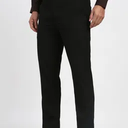 peter england Men Slim Fit Black Polyester Trousers image 4
