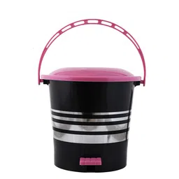 Kuber Industries Black & Pink Striped Pedal Dustbins - 5 L image 2