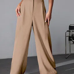 leriya fashion Women Regular Fit Brown Cotton Blend Trousers-picture-31
