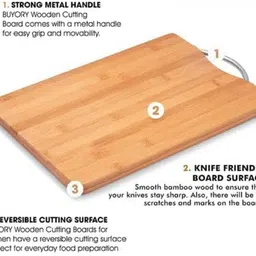 homnix Bamboo Wooden Chopping Board with Metal Handle for Kitchen Vegetable Fruit Bamboo Cutting Board image 4