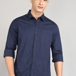 wrogn Men Slim Fit Solid Spread Collar Casual Shirt-picture-10
