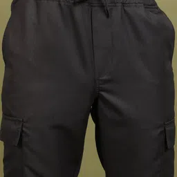 highlander Men Regular Fit Black Cotton Blend Trousers image 4