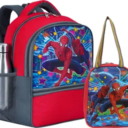 spiderman SPIDER-MAN school and lunch bag For NUR TO UKG (RED) Waterproof School Bag-picture-18