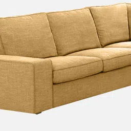 casacraft from pepperfry Talisa Fabric LHS Sectional Sofa (3+ Lounger) In Yellow Colour image 5