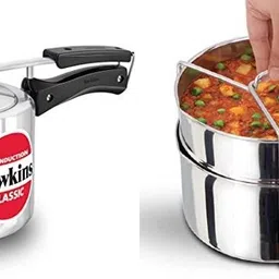 hawkins CLASSIC IN. ALUMINIUM 3L COOKER WITH SS TWO-DISH SET COMBO 3 L Induction Bottom Pressure Cooker-picture-23