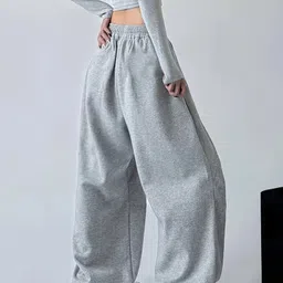 sixteenlines Women Graphic Print Grey Track Pants image 2