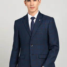 park avenue Men Checkered Single Breasted Formal Blazer-picture-19