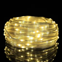 mprow 100 LEDs 10 m Yellow Steady Bulb Rice Lights image 2
