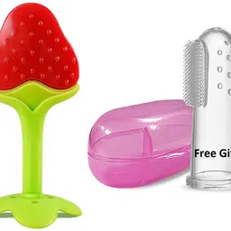 xiiaa Baby bottle,teether,bib,fruitfeeder,and finger toothbrush[packof-5] Teether and Feeder image 2
