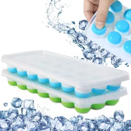 revatakg 1 L Silicone 21 Cavity Pop Up Flexible Silicone Ice Cube Trays with Lid with Easy Release Ice Bucket-picture-11