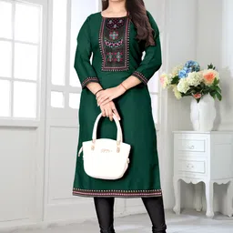 mahadevsquare Pack of 2 Women Embroidered Cotton Blend A-line Kurta image 4