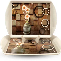 ariya Melamine Serval Tray M4 Design Durable & Lightweight Pack of 2 Tray image 3