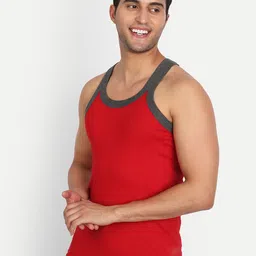 T.T. Men Pack Of 2 Titanic Pure Cotton Ribbed Gym Basic Vests image 4