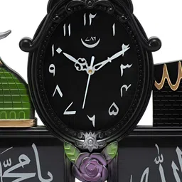 Attractionz Black Textured Oval Contemporary Analogue Wall Clock image 5