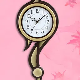 Attractionz Gold-Toned & White Round Shaped Vintage Wall Clock image 2