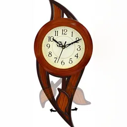 Attractionz Brown & Beige Round Pendulum Wall Clock image 5