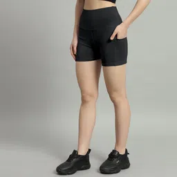 ann springs Self Design Women Black Cycling Shorts image 3