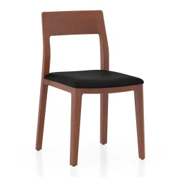 urban ladder Clarke Solid Wood Dining Chair Set of 2 in Honey Finish with Black Leatherette image 2