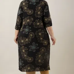 f p collection Women Floral Print Viscose Rayon Straight Kurta image 2