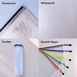 kebica Multipurpose Waterproof Zipper Pouches Document Holder/Pen Pencil Net Zipper Pouch Art Plastic Pencil Boxes image 5