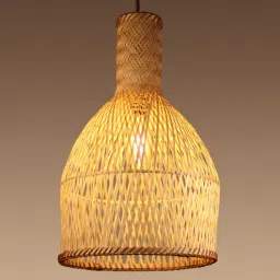 habereindia Conical Handmade Bamboo Pendant Hanging Light (Beige)-picture-18