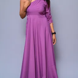 diyaz Women Fit and Flare Purple Maxi/Full Length Dress image 1
