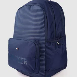 Tommy Hilfiger Unisex Navy Blue Striped Applique Backpack image 2