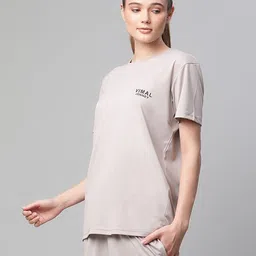 mack jonney Pack of 2 Women Solid Round Neck Polyester Multicolor T-Shirt image 5