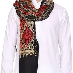 Braid N Cord Polyester Wool Blend Embroidered Men, Women Shawl image 3