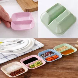 sugaalsu Wheat Straw 2-Grid Tableware for Salad Dressing, Wasabi, Jam & More | BPA-Free Chutney Plate image 5