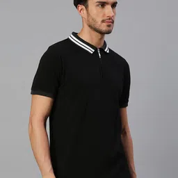 Dennis Lingo Men Black Polo Collar Pure Cotton T-shirt image 3